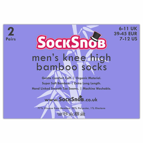 2 Pack Men's Extra Long Knee High Breathable Bamboo Socks