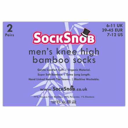 2 Pack Men's Extra Long Knee High Breathable Bamboo Socks