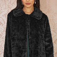 Yumi Black Faux Fur Short Jacket