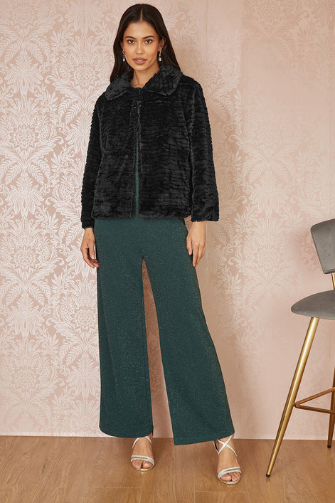 Yumi Black Faux Fur Short Jacket