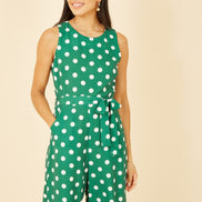 Yumi Green Polka Dot Culotte Jumpsuit
