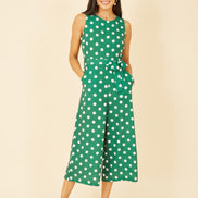 Yumi Green Polka Dot Culotte Jumpsuit