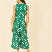 Yumi Green Polka Dot Culotte Jumpsuit