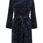 Mela Navy Sequin Smock Dress