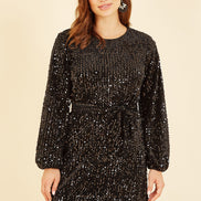 Mela Black Sequin Smock Dress