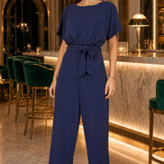 Yumi Navy Batwing Stretch Jumpsuit