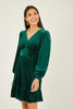 Mela Green Velvet Long Sleeve Skater Dress