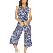 Mela Navy Ditsy Print Culotte Jumpsuit
