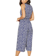 Mela Navy Ditsy Print Culotte Jumpsuit