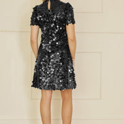 Yumi Black Big Sequin Tunic with Keyhole Neckline