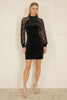 Yumi Black Velvet Fitted Dress With Lace Sleeves