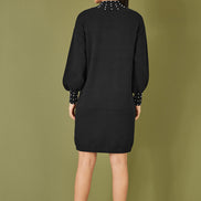 Yumi Black Pearl Detail Knitted Relaxed Jumper Dress