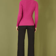Mela Pink Ribbed Knit Roll Neck Jumper