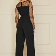 Yumi Black Spot Mesh Stretch Jumpsuit