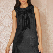 Yumi Black Sequin Bow Tunic Shift Dress