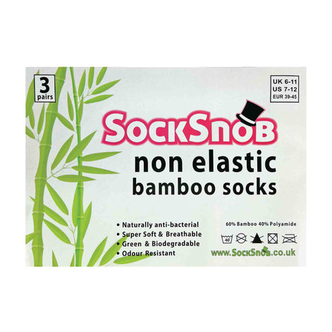 3 Pack Men's Antibacterial Anti Sweat Bamboo Socks with Non Elastic Top