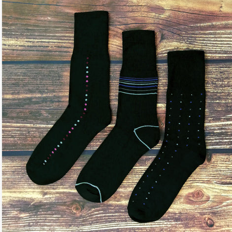 3 Pack Men's Antibacterial Anti Sweat Bamboo Socks with Non Elastic Top