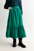 Montana Babycord Ric Rac Trim Tiered Midi Skirt - Teal