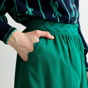 Montana Babycord Ric Rac Trim Tiered Midi Skirt - Teal
