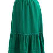 Montana Babycord Ric Rac Trim Tiered Midi Skirt - Teal