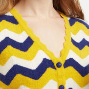 Louche Jeanie Zig Zag Stripe Short Sleeve Cardigan Mustard
