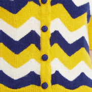 Louche Jeanie Zig Zag Stripe Short Sleeve Cardigan Mustard