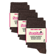 Ladies 6 Pack Bamboo & Merino Wool Blend Socks