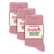 Ladies 6 Pack Bamboo & Merino Wool Blend Socks