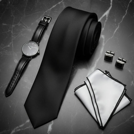 Men's Black Classic Formal Satin Tie