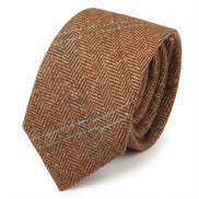 Men's Wool Blend Herringbone Plaid Tweed Tie