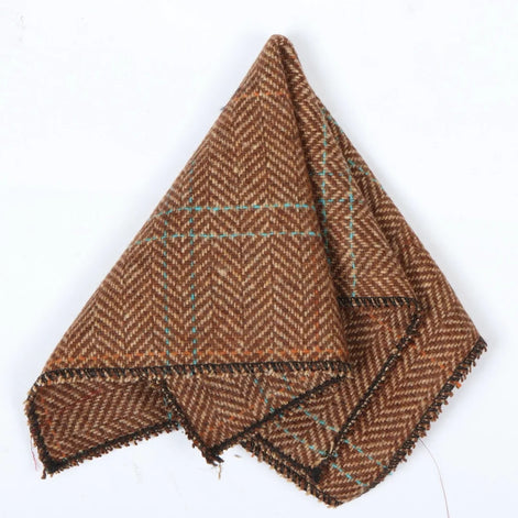 Men's Wool Blend Herringbone Plaid Tweed Tie
