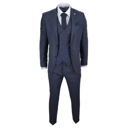 STZ33 - Men's Wool 3 Piece Suit Double Breasted Waistcoat Tweed 1920s