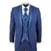 Sal-Yaica - Men's 4 Piece Wedding Suit Groom Shawl Collar Blue Cravat