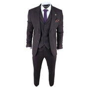 AK-05 - Men's Herringbone Tweed 3 Piece Suit Purple Plum 1920s Blinders