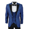 Smart Paisley Tuxedo Blazer — Black Blue for men, styled for work