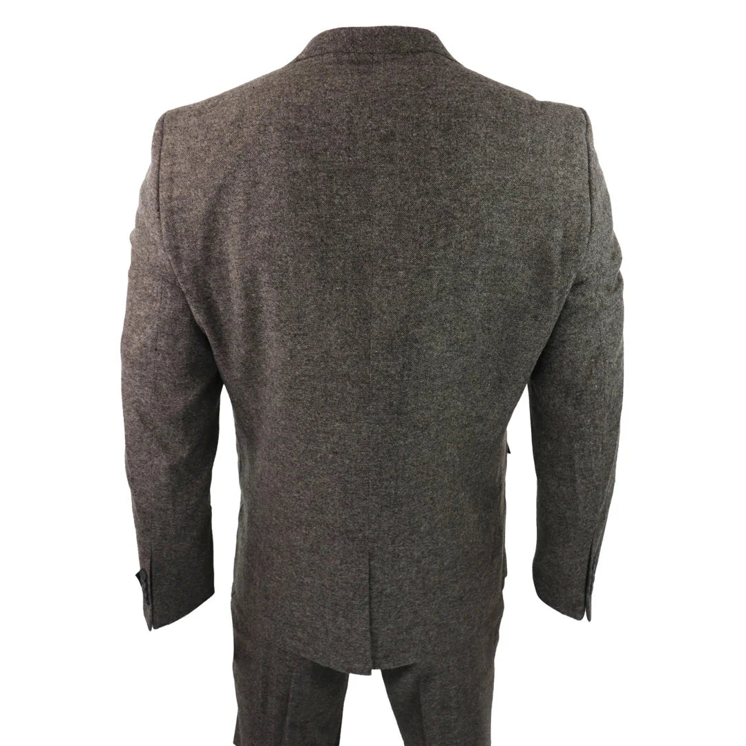 Stz31a - Men's Wool 3 Piece Suit Double Breast Waistcoat Tweed Blinders Classic 1920s Oak