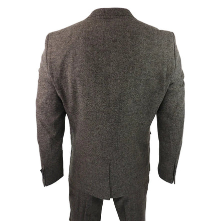 Stz31a - Men's Wool 3 Piece Suit Double Breast Waistcoat Tweed Blinders Classic 1920s Oak