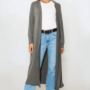 Charcoal Jersey Longline Cardigan
