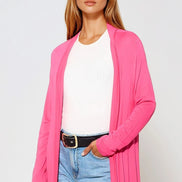 Fuchsia Jersey Longline Cardigan