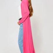 Fuchsia Jersey Longline Cardigan