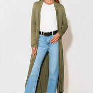 Khaki Jersey Longline Cardigan