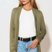 Khaki Jersey Longline Cardigan