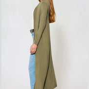 Khaki Jersey Longline Cardigan