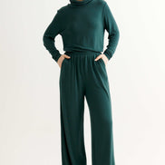 Miller Wide Leg Jersey Trouser - Forest Green
