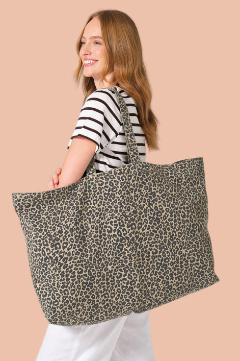 NALA Recycled Cotton Leopard Tote Bag