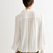 Octavia Moss Crepe Overlap Collar Shirt - Off White