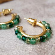 Ophelia Small Gemstone Hoops Green Aventurine, Green Apatite & Green Tourmaline