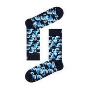 1 Pack Men's & Ladies Cotton Blue Waves Design Socks