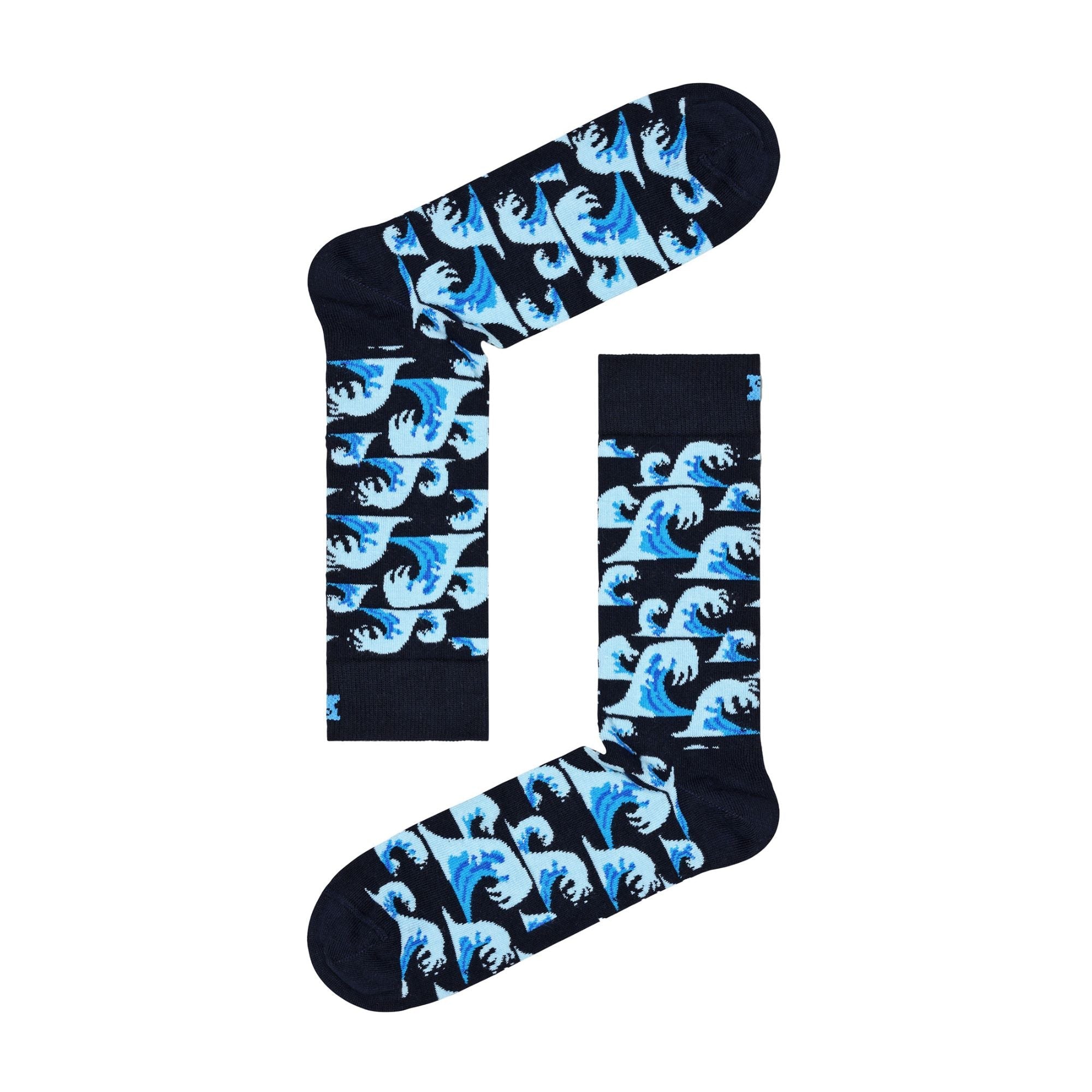 1 Pack Men's & Ladies Cotton Blue Waves Design Socks