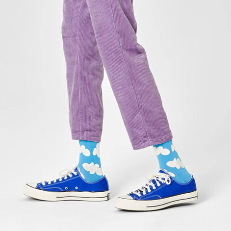 1 Pack Men's & Ladies Cotton Light Blue Clouds Design Socks
